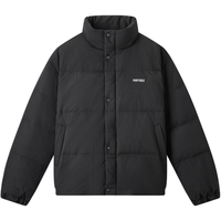 gxg.jeans男装 2024冬季新款90%白鸭绒黑色短款立领华夫格羽绒服 黑色 L (175)