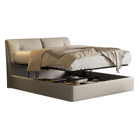 喜临门皮床 双人主卧大床头层牛皮婚床靠包 缓缓储物款 云雾米1.8x2米