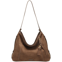  BeLLE/百丽 反绒麂皮 女士单肩包  大包 啡色