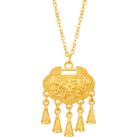 中鑫珠宝 璎珞流苏古法黄金项链锁包吊坠足金999首饰新中式送女神 6.81g