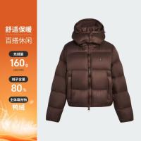保暖服饰：adidas 阿迪达斯 三叶草 600蓬 女子连帽面包羽绒服 KG4904