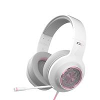 EDIFIER 漫步者 GM660 耳罩式头戴式动圈有线耳机 淡粉白 3.5mm