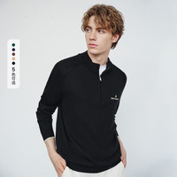 Navigare意大利小帆船纯羊毛半开领羊毛衫2025秋冬季针织衫男士毛衣 暗夜黑 L