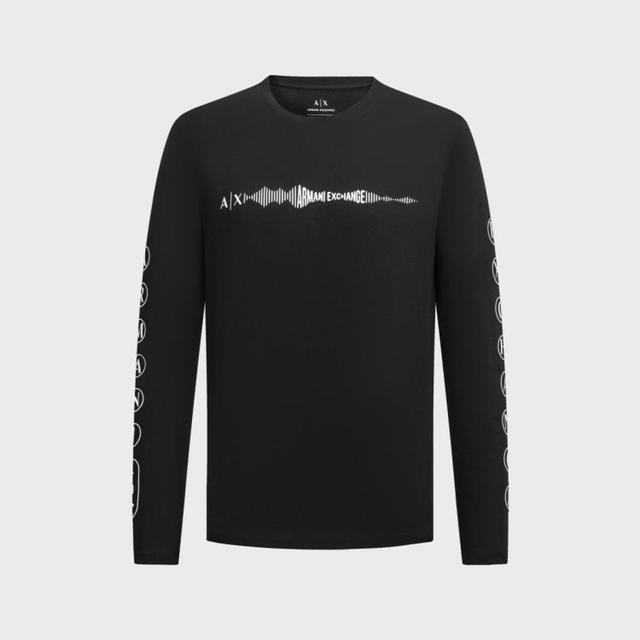 Armani Exchange AX Armani Exchange 阿玛尼男式轻奢简约日常通勤休闲圆领长袖T恤