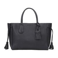LONGCHAMP 珑骧 女士Pénélope系列 黑色牛皮中号流苏手提包 1295 843 001