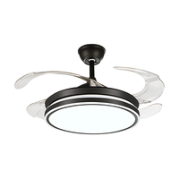 FEWE 飞稳 北欧简约餐厅灯带风扇灯 线条黑_36寸三色变光+遥控+变频