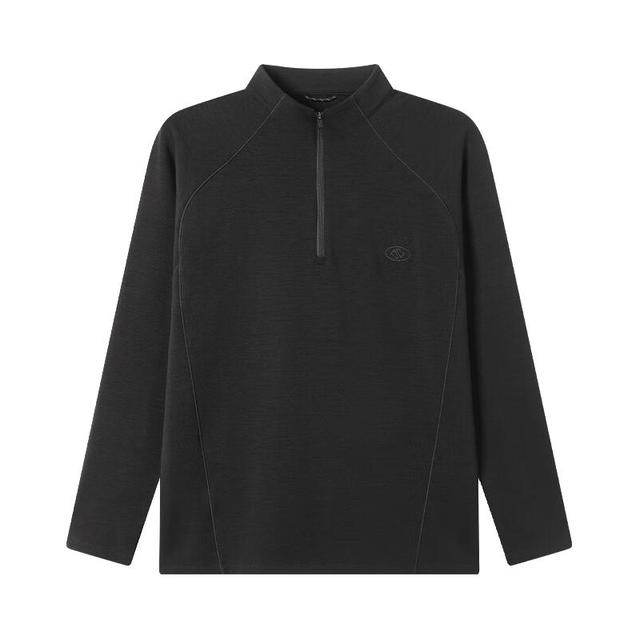 京东京造 冬季男士美利奴羊毛加绒长袖t恤 黑色 XL