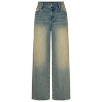 MO&Co. 牛仔裤2025冬洗磨泛黄旧蓝棉质精裁中腰直筒阔腿裤MBE4JEN007 牛仔蓝色 S 26