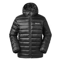 Marmot 土拨鼠 男士灰鹅绒连帽保暖羽绒服V79405001 黑色L