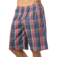 七匹狼 阿罗裤男纯棉居家男士平角裤休闲大裤衩睡裤格子短裤 内裤男 深蓝 XXL-180