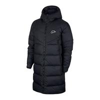 耐克NIKE 男子 羽绒服 长款 连帽 DOWN-FILLED WINDRUNNER 羽绒大衣 CU4409-010黑色L码