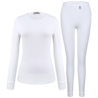 YOUR SUN 宜而爽 女士纯棉菱形圆领套头长袖保暖内衣套装CMR176 白色 XXL