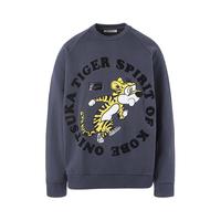 鬼塚虎 2021春夏男款印花卫衣 休闲长袖卫衣女2183A723-201 海军蓝 XL