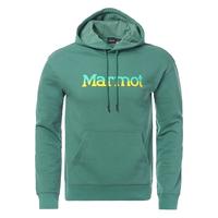 marmot/土拨鼠20秋冬运动柔软休闲印花logo圆领带帽套头卫衣男户外 琥珀黄887(51351) S 欧码偏大