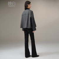 晚白2025冬款小个子气质百搭上衣纯色V领舒适短款羊毛大衣女 灰色 均码