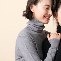 柯诗曼2025秋冬高领女堆堆领百搭套头时尚毛衣宽松打底针织衫 灰色 XL 【120-140斤】