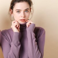 柯诗曼2025秋冬高领女堆堆领百搭套头时尚毛衣宽松打底针织衫 紫色 M 【80-10斤】