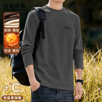 马克华菲(FAIRWHALE)秋冬季羊毛绒圆领衫男款亲肤不闷热修身不臃肿舒适柔软显瘦打底衫 【双面绒】-黑灰#JMK反差字 XL