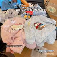 嫒宝时 Hercastle 半边绒套装儿童睡衣冬保暖女孩公主家居服儿童套装男孩加绒睡衣