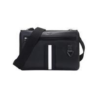 BALLY 巴利 男士涂层再生牛皮革单肩斜挎包手拿包黑色黑白条纹 MILVAR 00 6238768
