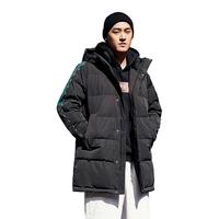 QIAODAN/乔丹 厚款 男士羽绒服 黑色 石墨蓝 浮石色 加厚保暖 连帽设计 中长款琐温 M