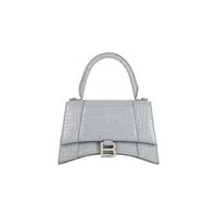 BALENCIAGA巴黎世家HOURGLASS女士闪亮鳄鱼纹小号手提包沙漏包