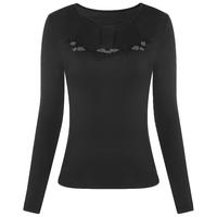 Triumph 黛安芬 H000106蕾丝亲肤圆领保暖内衣上衣女 黑色 L