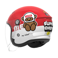 两只小蜜蜂新国标3C认证儿童头盔冬季保暖3/4半盔可爱熊男女孩四季通用电动车摩托车头盔平衡车帽樱桃红