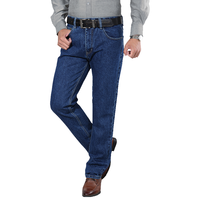 AEMAPE苹果春夏牛仔裤男中老年高腰深裆宽松纯棉直筒爸爸装经典薄款长裤 （薄款）A款#深蓝色 33 ( 2尺6)