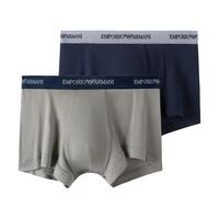 安普里奥·阿玛尼（Emporio Armani）mani EA 阿玛尼 男士平角内裤 2条装 11送礼男女朋友礼物情人节 蓝灰 M