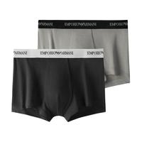 安普里奥·阿玛尼(Emporio Armani)mani EA 阿玛尼 男士平角内裤 2条装 11送礼男女朋友礼物情人节 黑灰 XXL