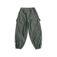 梦想邦尼男童工装裤儿童春装裤子2023新款中大童春秋帅气休闲长裤胖男孩潮 军绿色 150cm(建议身高150cm)