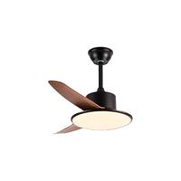 明灯汇北欧餐厅风扇灯吊扇灯三叶abs木纹吸顶灯带风扇56寸客厅电扇灯 42-648A黑色-吊杆木纹叶变光遥控