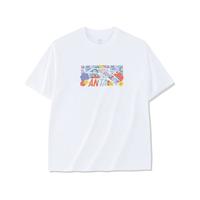 安踏(ANTA)休闲短袖t恤女2023夏季宽松上衣百搭时尚短装女装 雪花白-小花-1 S/女160