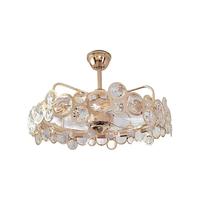 羽良北欧创意风扇灯客厅灯轻奢水晶吊扇灯卧室餐书房家用电扇一体灯 金色80*50cm-三色光源