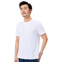 十如仕 t恤男汗无痕短袖 男装春夏装商务休闲时尚透气舒适纯色 T12 白色 XS