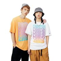 Champion情侣t恤美式休闲短袖男上衣女潮牌 黄色（唱片印花） L