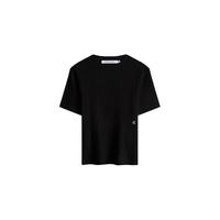 Calvin Klein Jeans23春夏新款女士简约刺绣粗螺纹重磅舒适短袖T恤J220774 BEH-太空黑 S