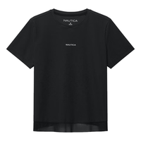 诺帝卡（NAUTICA）女装23春夏新款挺阔耐磨带弹短袖圆领T恤女32TM02 黑色0TB S