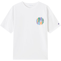 Champion2023春夏胶印变形logo圆领短袖T恤运动男女情侣款 白色 L