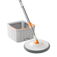 鸿迪（HONGDI）旋转拖把拖把桶套装家用免手洗拖布懒人墩布桶脏清分离拖地神器 一体方桶+不锈钢杆+2拖布