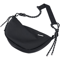 墨一斜挎包男士单肩包大容量休闲简约邮差包学生运动小背包户外饺子包 黑色