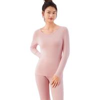 都市丽人 COSMO LADY 保暖内衣女2022秋冬舒肤吸湿透气薄款不加绒简约长袖圆领居家打底保暖衣套装秋衣秋裤2W21A4粘土粉M