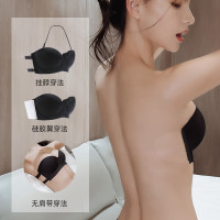 JERRIE MOCK 杰丽·莫克 女士无肩带防滑聚拢抹胸文胸 黑色硅胶款 M 75B=34B