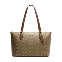 COACH 蔻驰 女士卡其色大号单肩包托特包PVC配皮卡其色CH504IME74