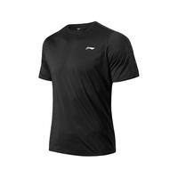 李宁(LI-NING)速干t恤男短袖夏季轻薄冰丝速干衣圆领体恤健身跑步训练半袖上衣 标准黑(速干) 3XL/190(180-200斤)
