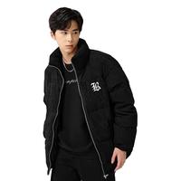 A21 男装宽松立领羽绒服 2023冬季加厚绒感提花外套男士短款面包服