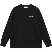 杰克·琼斯（JACK&JONES）秋季上衣植绒重磅棉字母休闲长袖套头宽松T恤男装打底223302004 黑色E41 175/96A/M