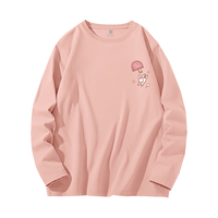 JEANSWEST 真维斯 长袖t恤女秋季2023纯棉初中生高级感内搭打底衫JR 粉835A 165/88A/M