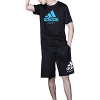 阿迪达斯 (adidas)短袖男春夏跑步休闲运动服圆领速干T恤 黑蓝JUDO XL